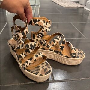 Leopard Print Wedge Sandals